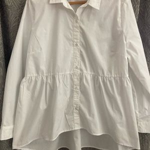 White Peplum Blouse, Size XL